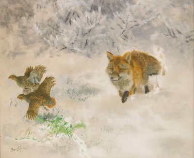 Fox Hunting in Winter Landscape by Bruno Andreas Liljefors